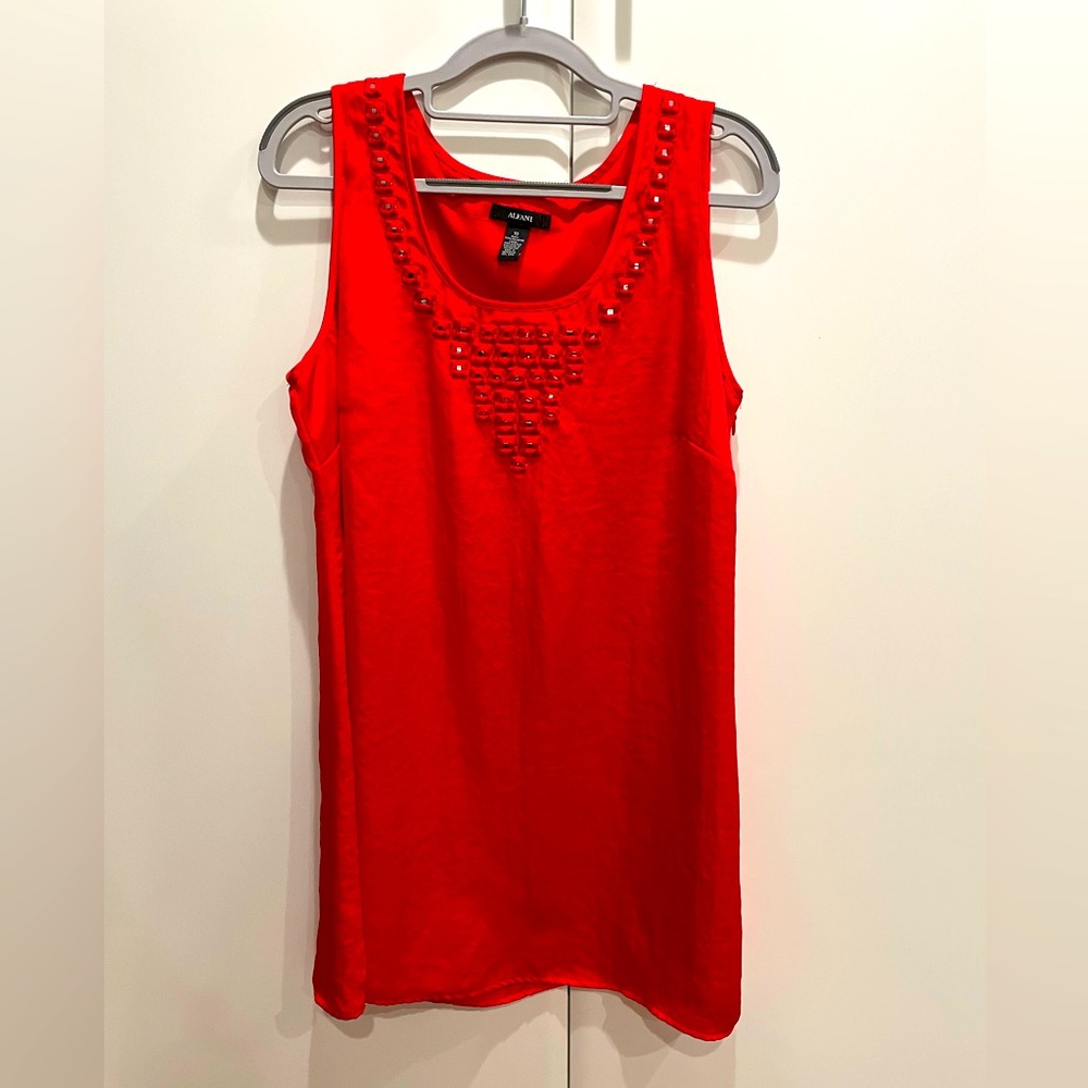 Alfani- Sleeveless cocktail red dress mirror accent size 10